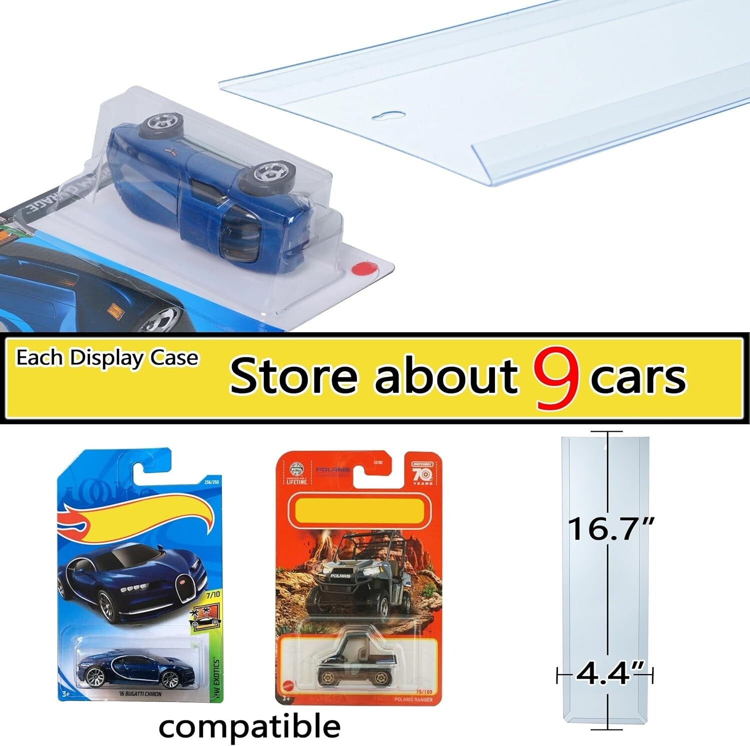 5 Pack Display Case Compatible with Hot-Wheels Match-Box Packaged Cars Wall
