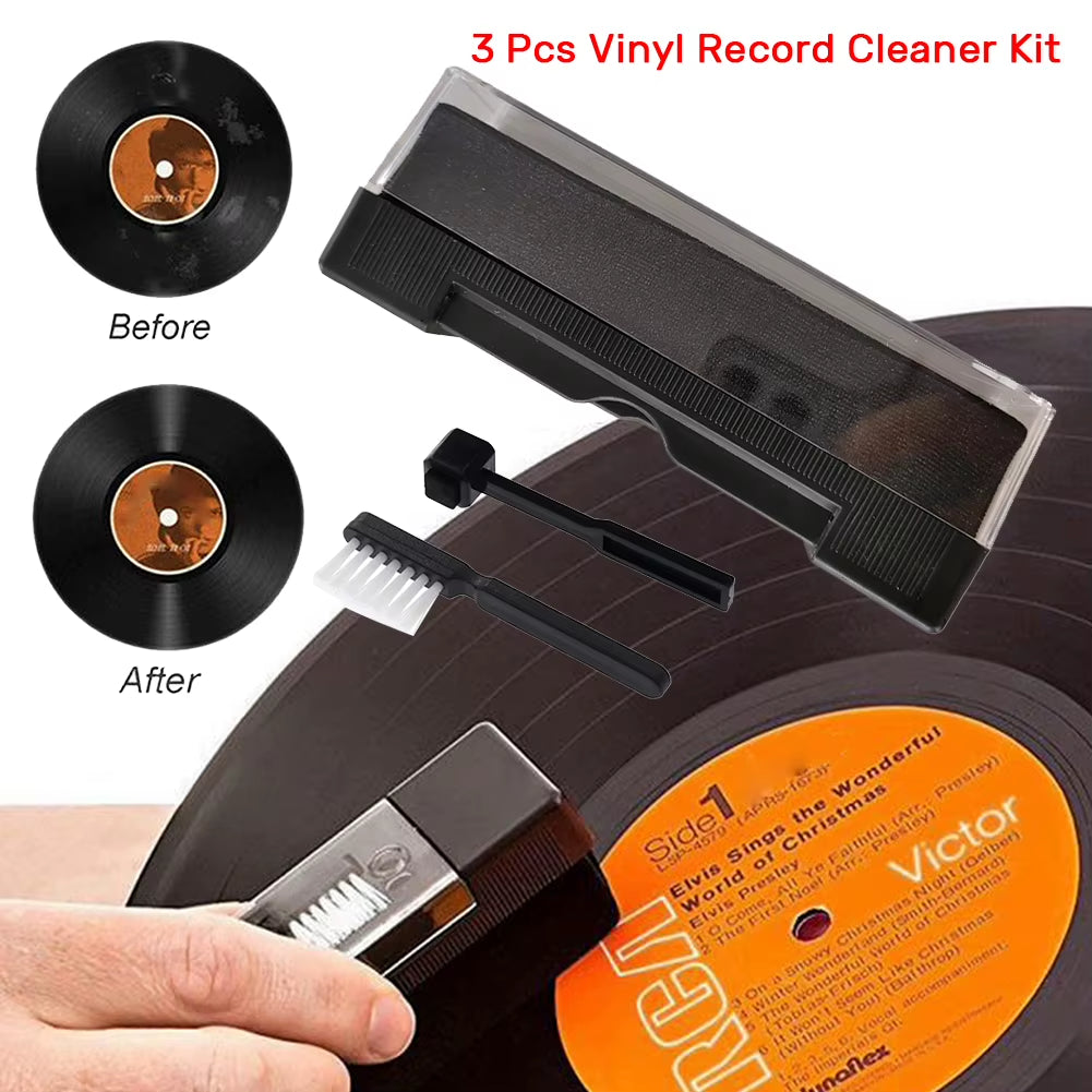 3 Pcs Vinyl Record Cleaner Kit Record Player Cleaning Kit Record Cleaner Cleaning Brush Set Vinyl Record Cleaning Brush Set