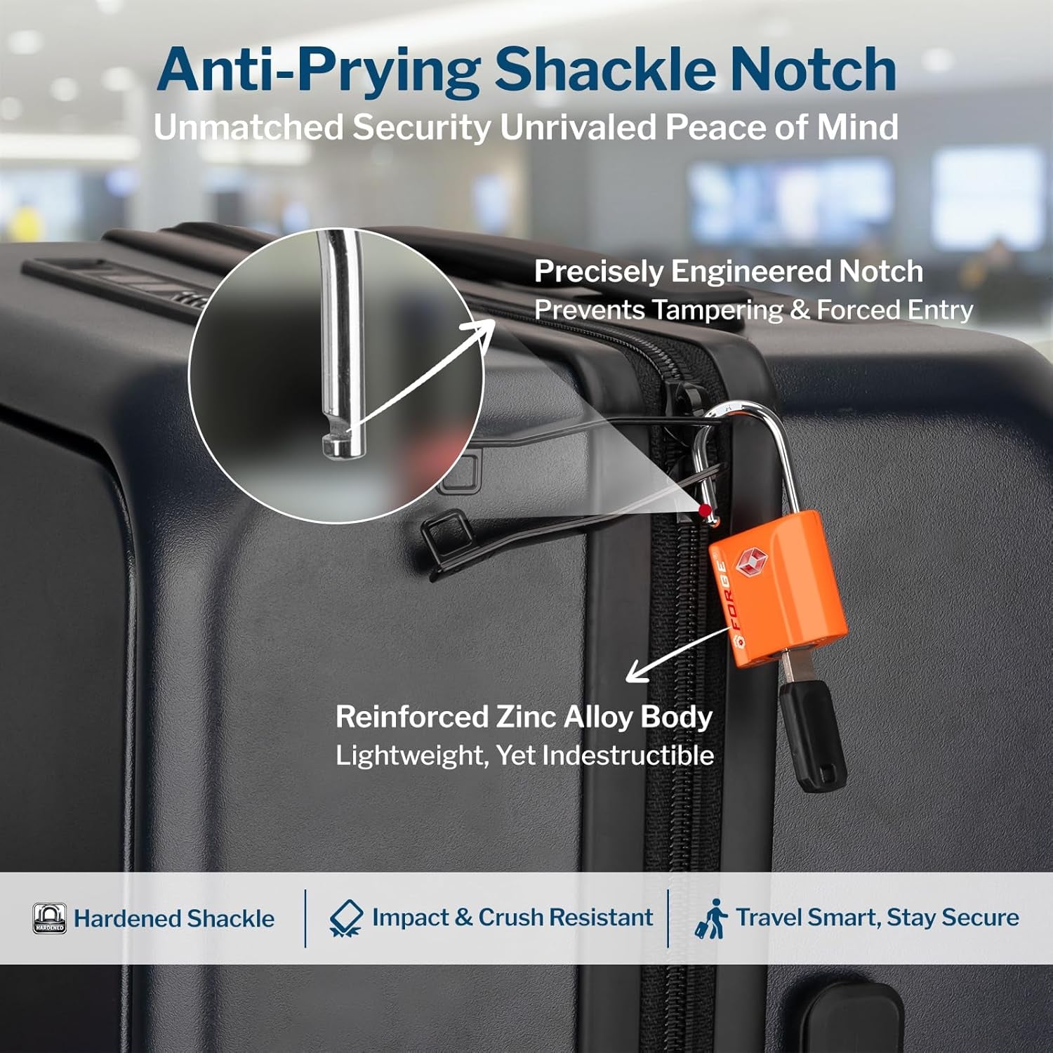 Orange 4 Pack TSA Approved Luggage Locks Ultra-Secure Dimple Key Travel Locks with Zinc Alloy Body