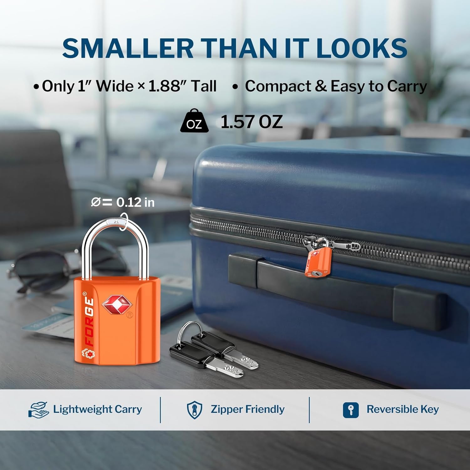 Orange 4 Pack TSA Approved Luggage Locks Ultra-Secure Dimple Key Travel Locks with Zinc Alloy Body