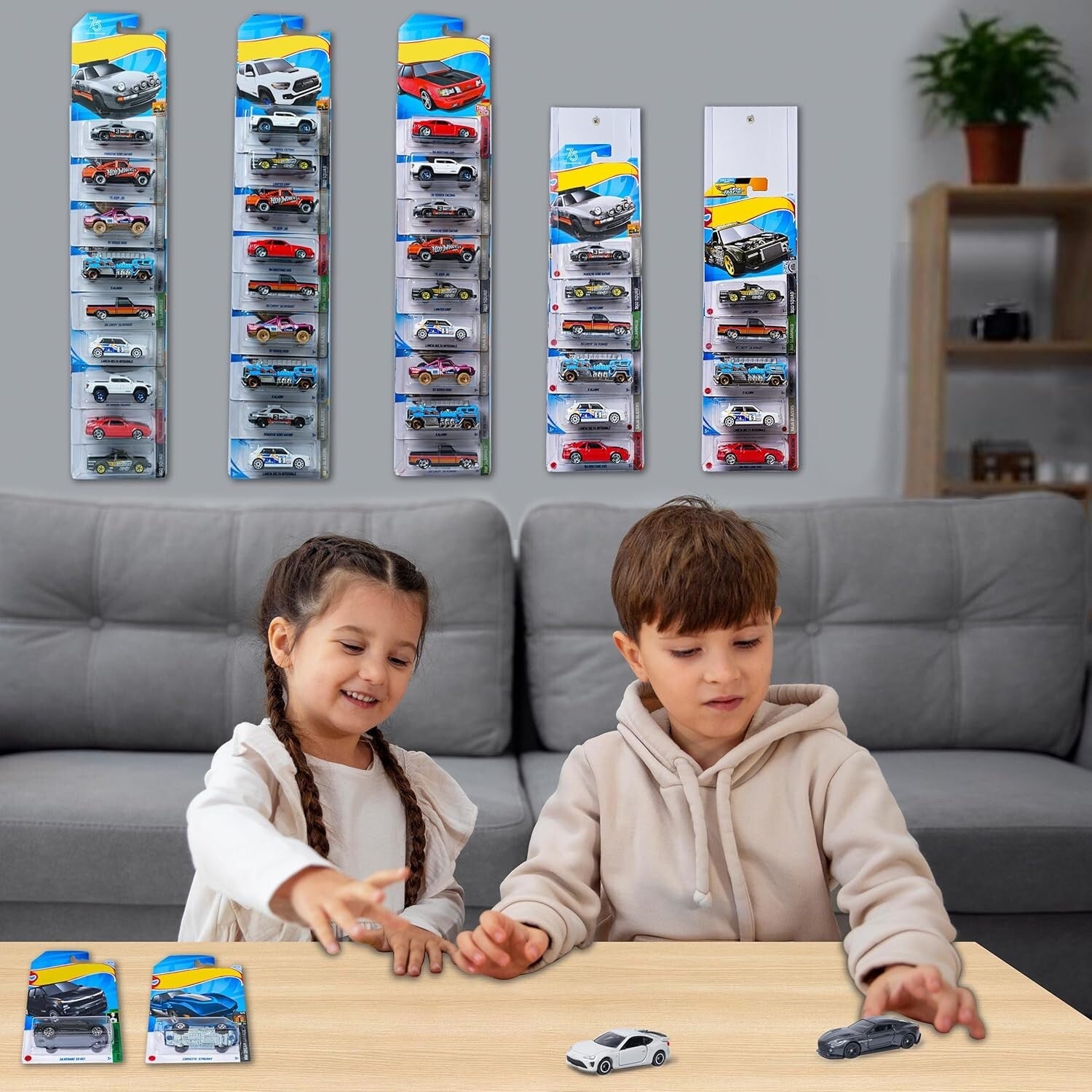 5 Pack Display Case Compatible with Hot-Wheels Match-Box Packaged Cars Wall