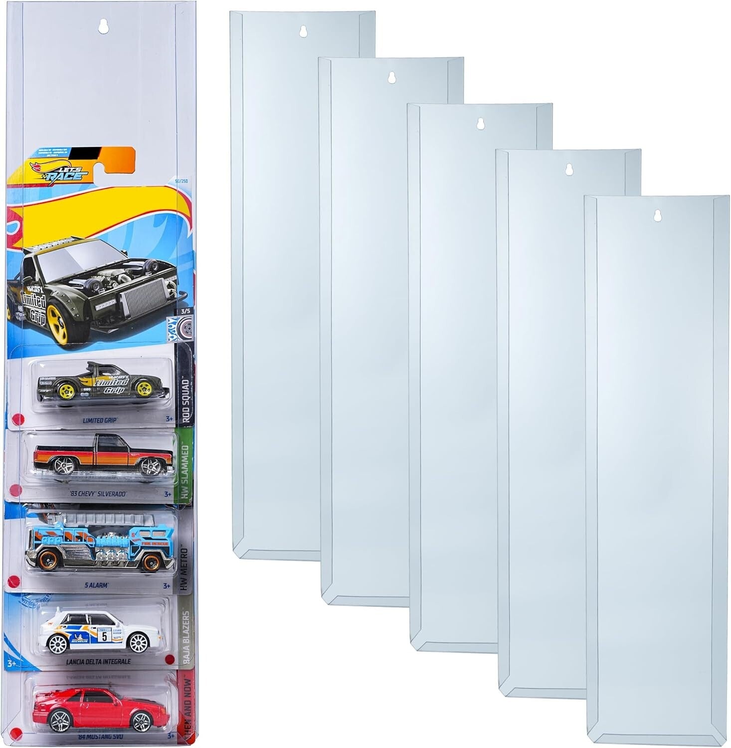 5 Pack Display Case Compatible with Hot-Wheels Match-Box Packaged Cars Wall