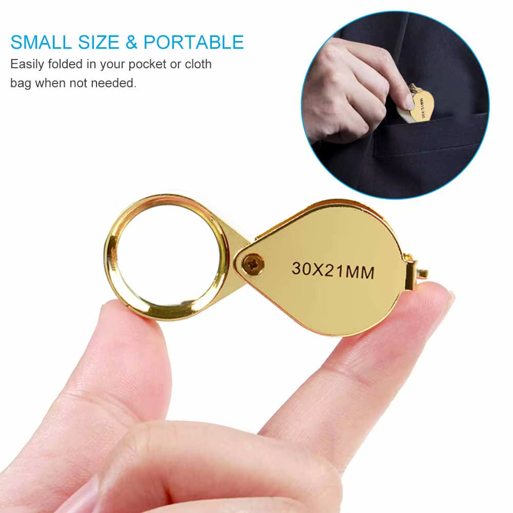 Metal Jewelry Magnifying Glass Jewelers Eye Tool Jewellery Folding Loupe Glass Lens Magnifying Triplet Glass Jewelry Diamond