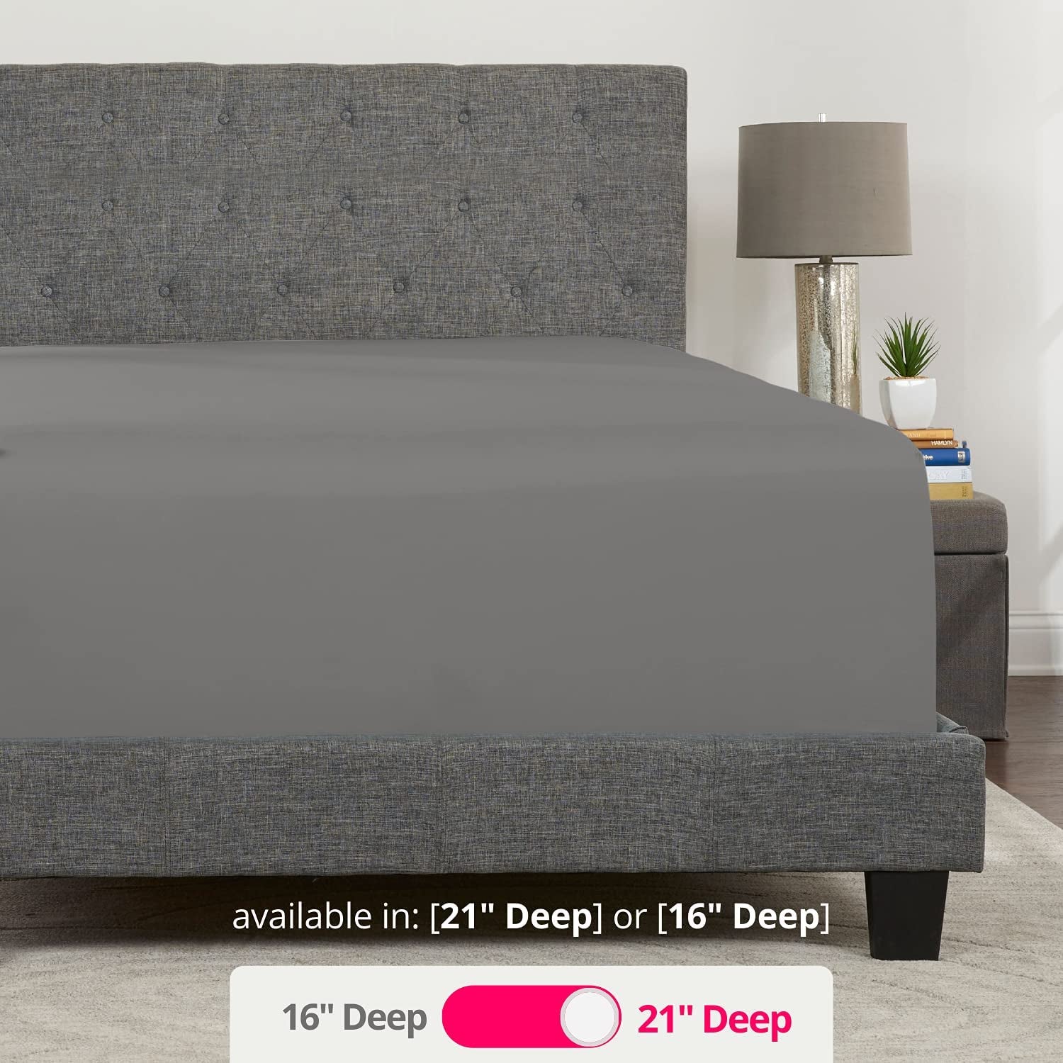 Fitted Sheets Queen Size – Queen Fitted Sheet Only Deep Pocket – Soft 21” Extra Deep Pocket Queen Fitted Sheets Fit Perfectly 17”–23” Deep Mattress & Toppers – 1 Bottom Sheet Grey Fitted Sheet Queen