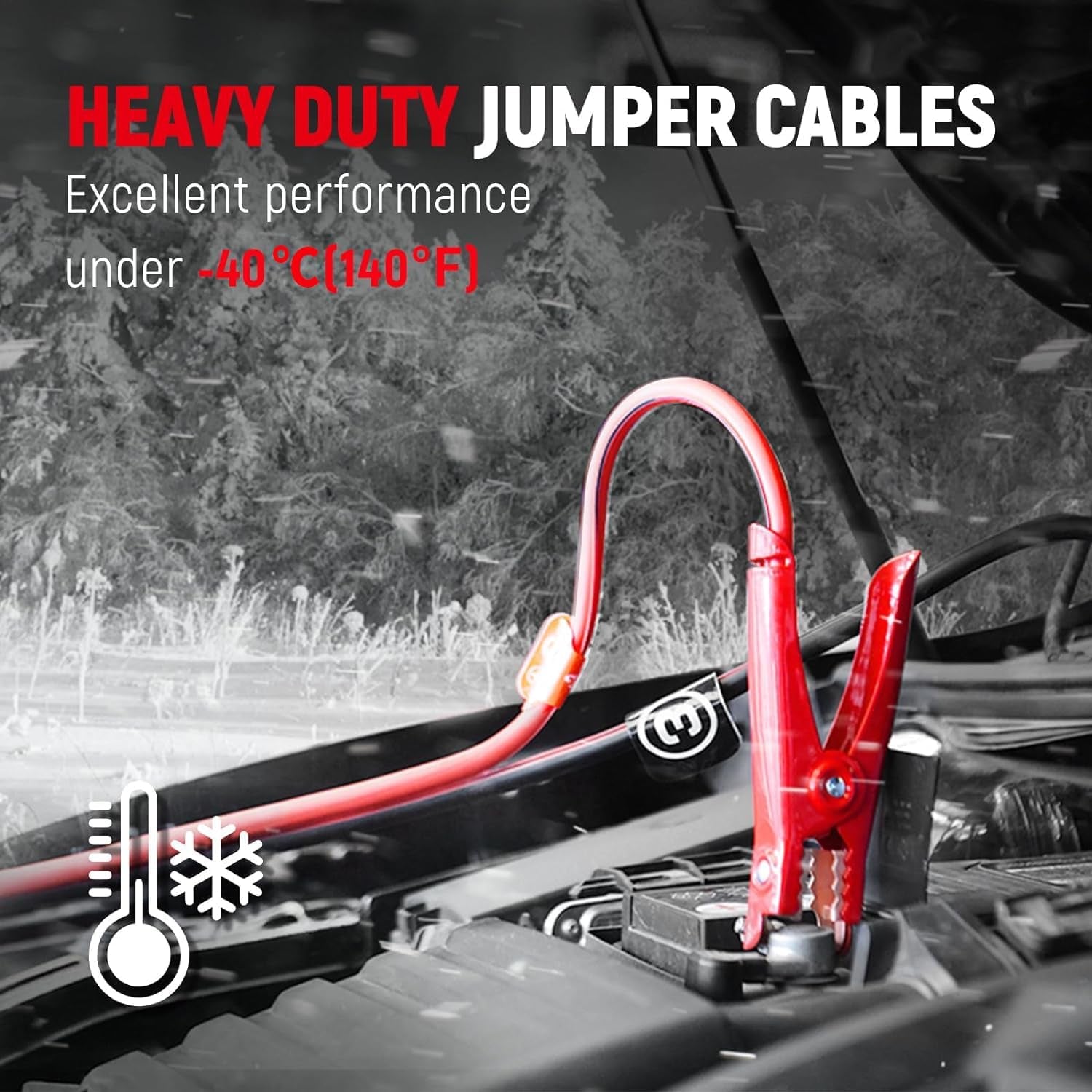 Jumper Cables 4 Gauge 25 Feet Heavy Duty Booster Cables with Carry Bag (4AWG X 25Ft)