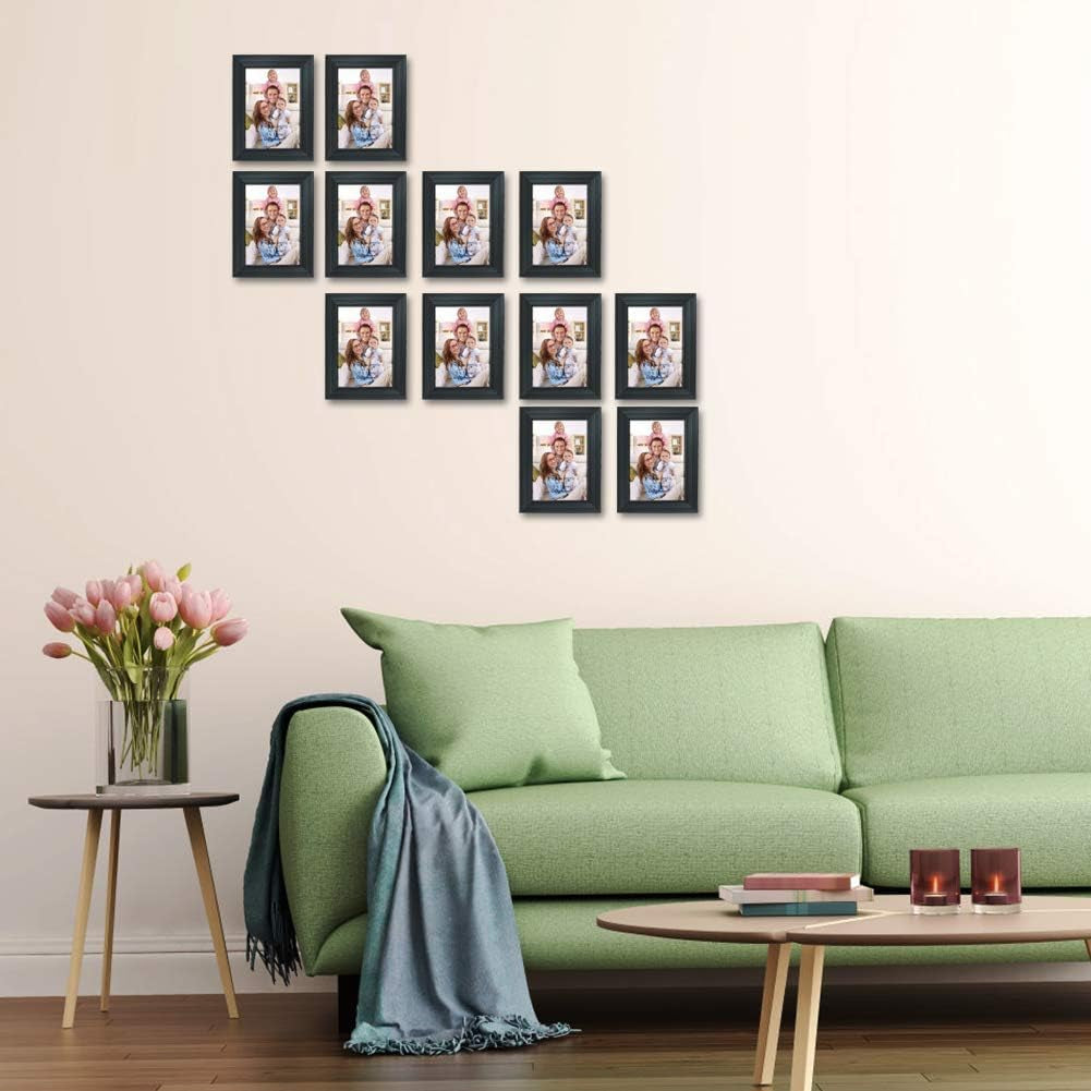 12 Pack 3.5X5 Black Picture Frame Bulk Set for Desktop Display or Wall Mounting