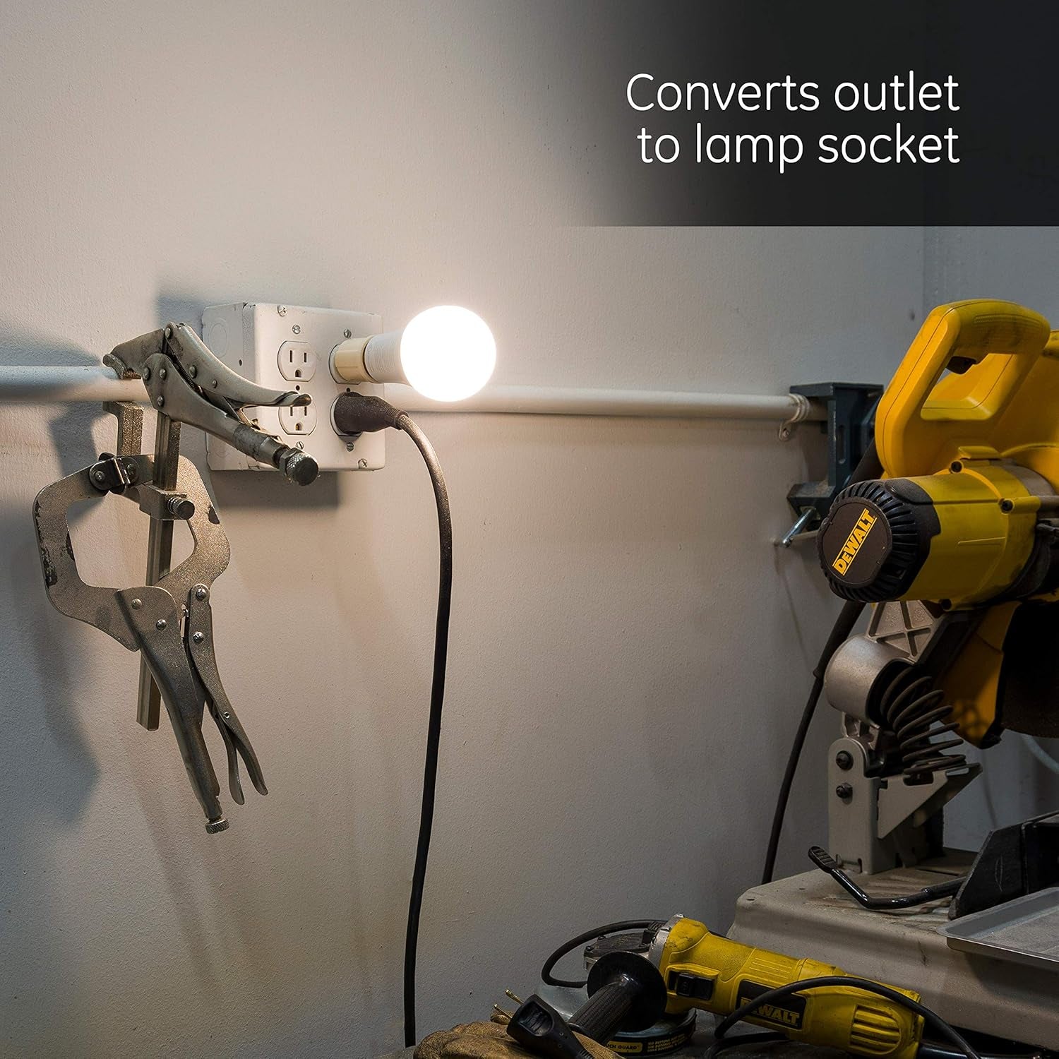 Polarized Socket Adapter, 2 Pack, Convert Outlets to Lamp Sockets, Perfect for Workshop, Garage or Utility Room, Polarized Plug, UL Listed, Light Almond, 54607