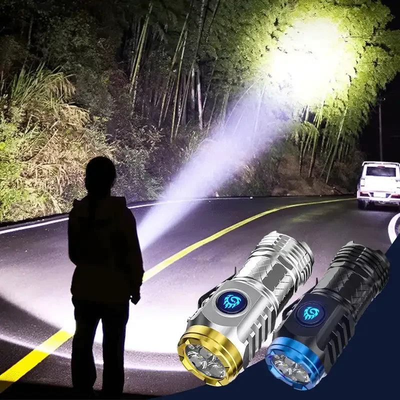 Type-C Rechargeable Super Bright Flashlight 5 Light Mode Waterproof Flashlight Powerful Handheld Flashlight Small LED Flashlight