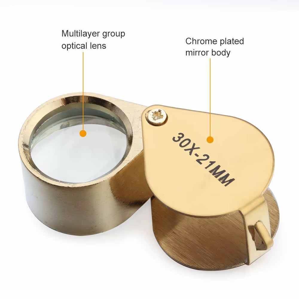 Metal Jewelry Magnifying Glass Jewelers Eye Tool Jewellery Folding Loupe Glass Lens Magnifying Triplet Glass Jewelry Diamond